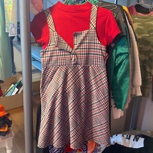 Girls houndstooth two piece dress